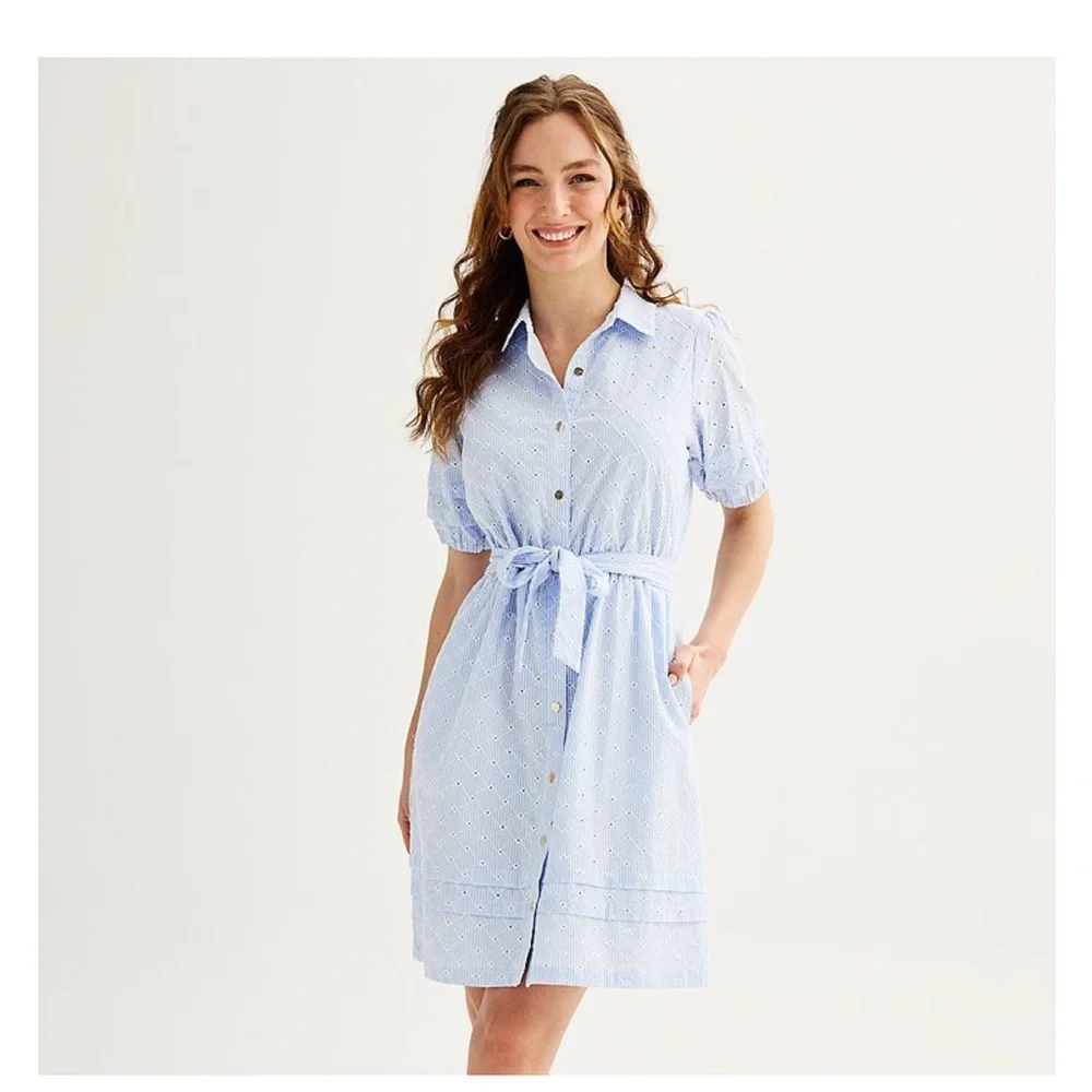 Draper James Sky Blue Shirt Dress - Picture 2 of 5